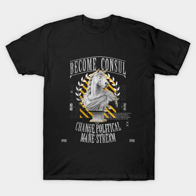 Caligula Horse shirt, roman empire, history, roman senate, Incitatus, funny, ironic, weird, joke pun T-Shirt by Fancy Vanitas